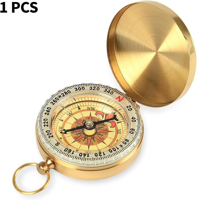 Brass Pocket Compass with Luminous Dial, Sports Waterproof Navigation Maganetic - Image 8