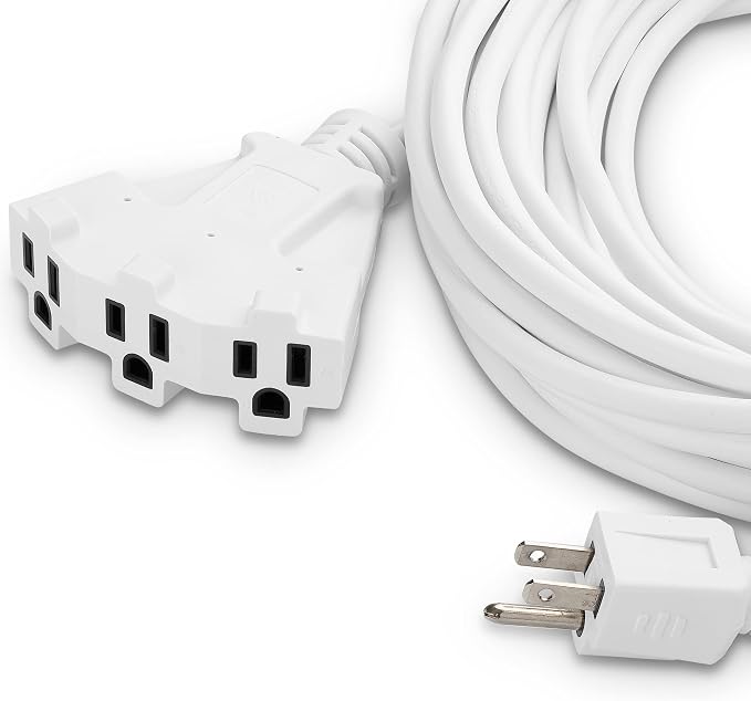 Holiday Lighting Outlet 50-Foot White Extension Cord, 3-Prong Indoor & Outdoor - Image 2
