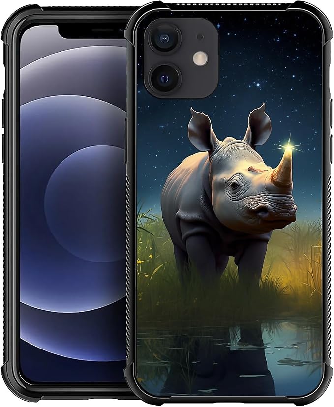 for iPhone 11 Case, Rhino Water Marshes Pattern Graphic Design Girl Boy Soft by FKBRCL4U