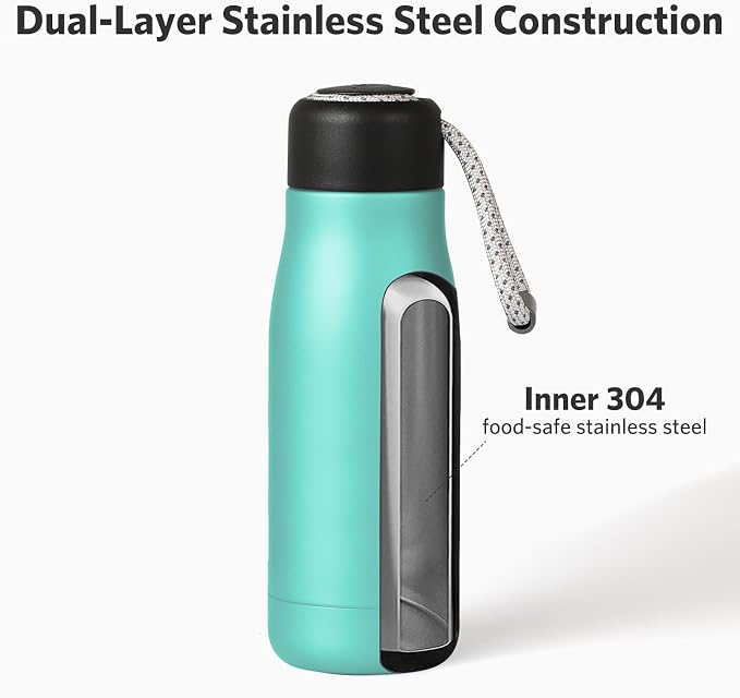 Dusgut 12 oz Stainless Steel Vacuum Insulated Bottle w/Strap Lid - Image 4