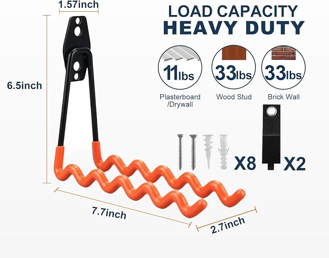 Garage Hooks Heavy Duty, 4 Pack Wave Steel Garage Storage Hooks - Image 2