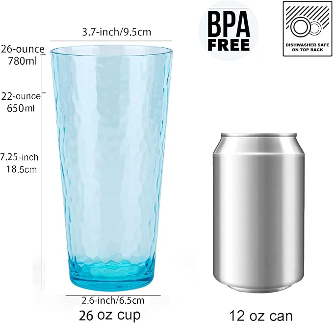 26-ounce Acrylic Highball Glasses Plastic Tumbler Larger Drinking Glasses - Image 2