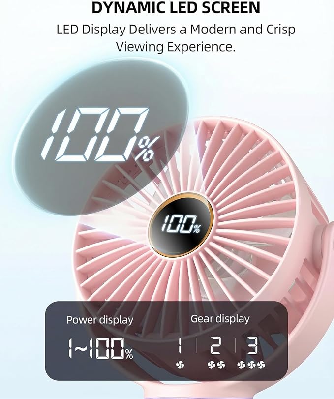 Portable Stroller Mini Fan, Small Rechargeable Personal Cooler w/ 360° Rotation - Image 4