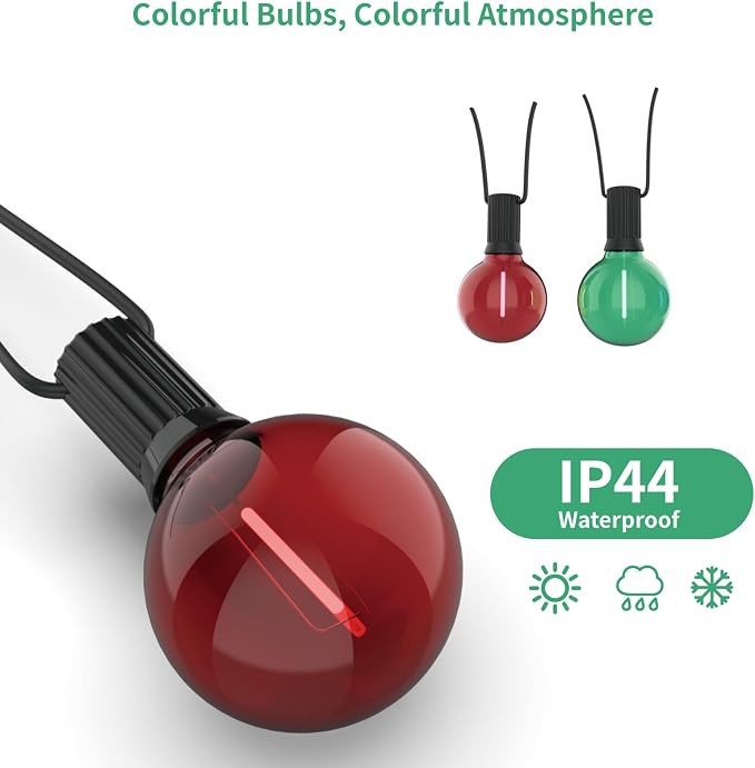 Meconard G40 Colored LED String Light Bulbs, Shatterproof LED 1 Watt Globe - Image 4