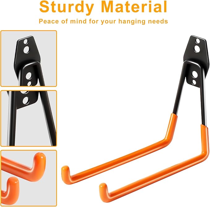 KURUI Heavy Duty Garage Hooks for Hanging, 2 Pack Metal Garage Organization - Image 5