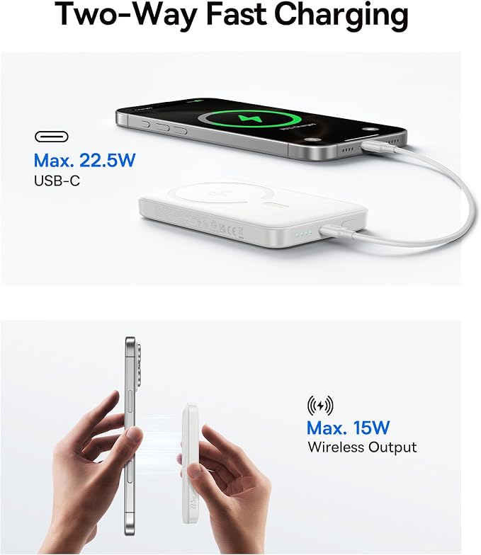 Baseus for MagSafe Portable Charger, Qi2 Certified 15W Wireless Magnetic Power - Image 4