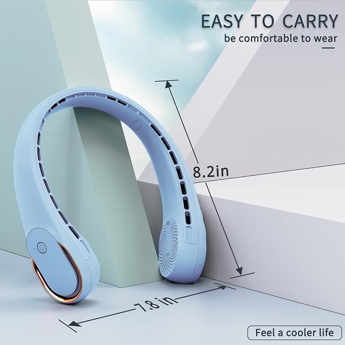 ASNUG Neck Fan, Bladeless Neck Fan, USB Rechargeable Personal Fan, 4000 mAh - Image 6