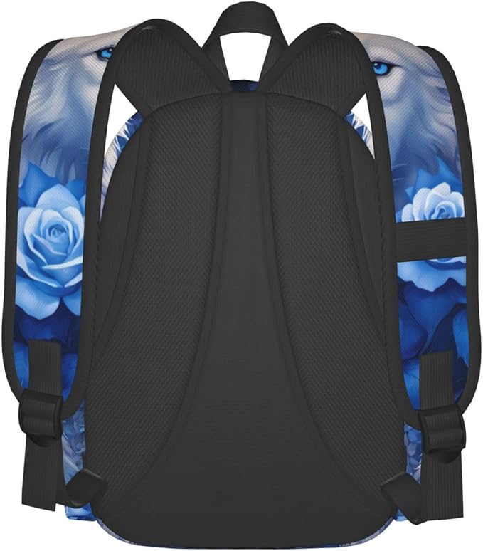 cfpolar 17 Inch Backpack Blue Rose Wolf Laptop Bag Shoulder Bag School Bookbag - Image 3