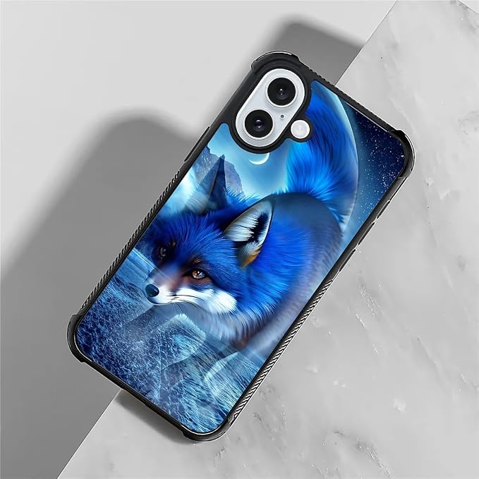 for iPhone 16 Plus Case, Snowy Mountain Fox Lake Pattern Graphic Design Girl - Image 3
