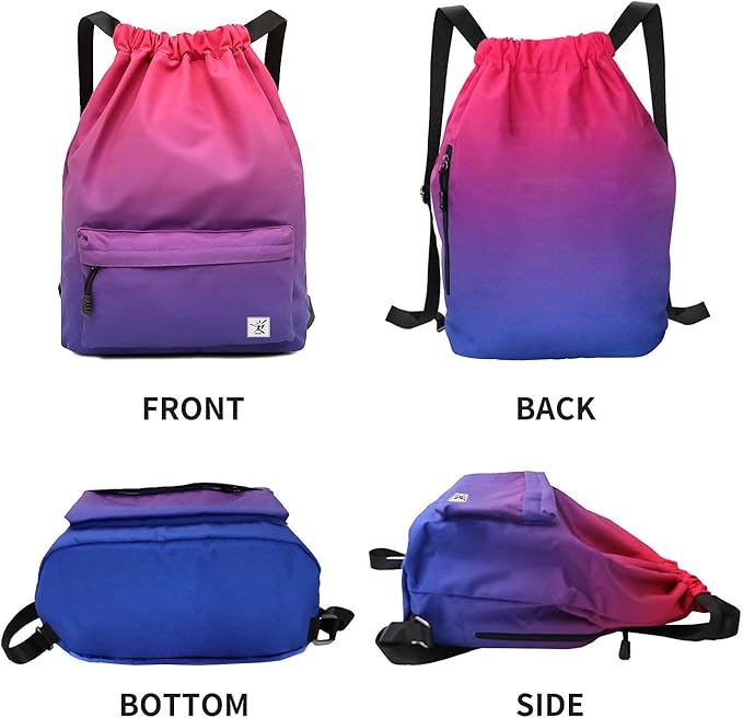 Waterproof Drawstring Bag, Gym Bag Sackpack Sports Beach Backpack - Image 2