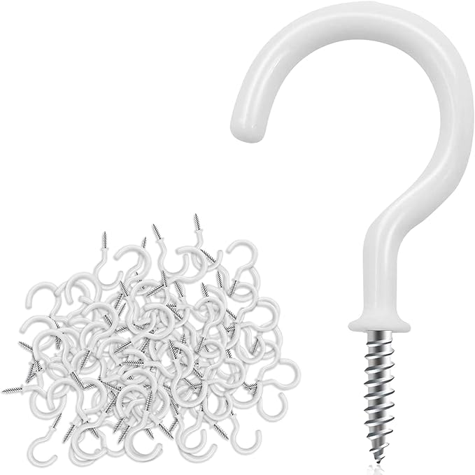 Cup Screw Hooks, 3/4 inch Vinyl Coated Ceiling160 Pack Screw in Hooks Plant by DRTDERUITAI
