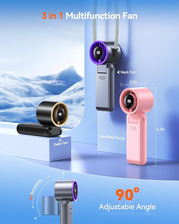 Portable Handheld Turbo Fan, 199 Gear Speed, 24 Hs Cooling Time, 5500mAh - Image 5