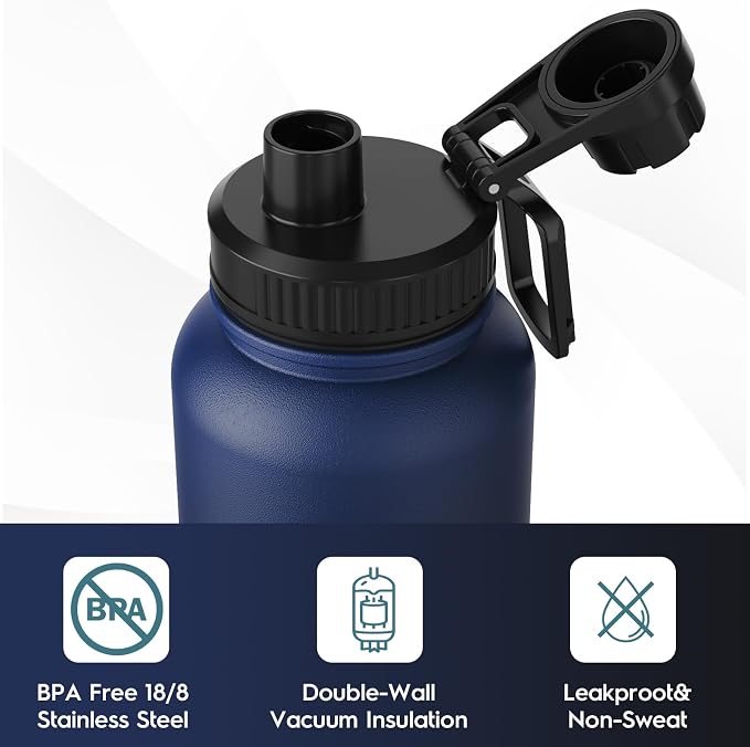Navigate 32 oz Stainless Steel Insulated Water Bottle, Double Walled Leak Proof - Image 4