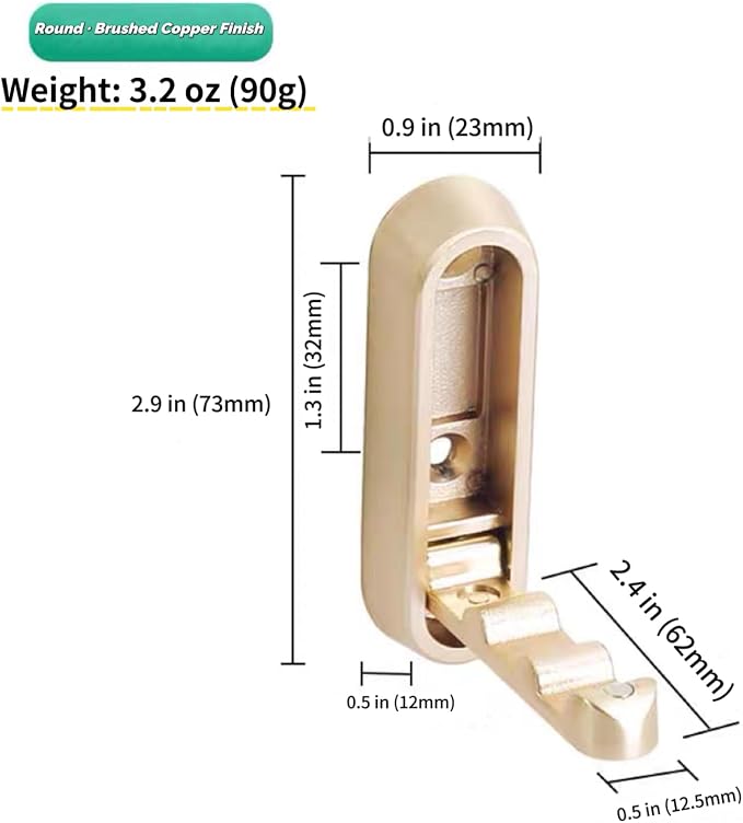 2 Pack Gold Folding Wall Hooks - Image 3