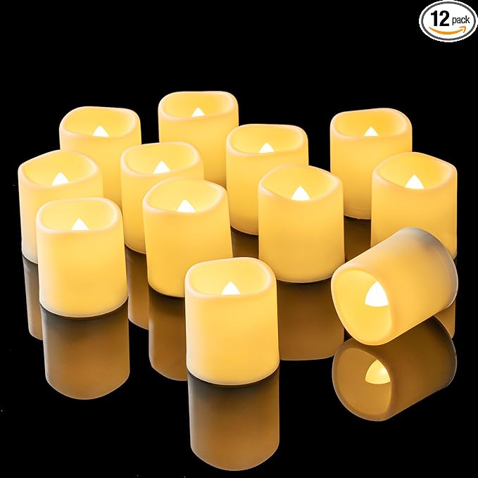 Homemory 12PCS Auto Timer Flameless Votive Candles, Flickering Battery Operated by Homemory