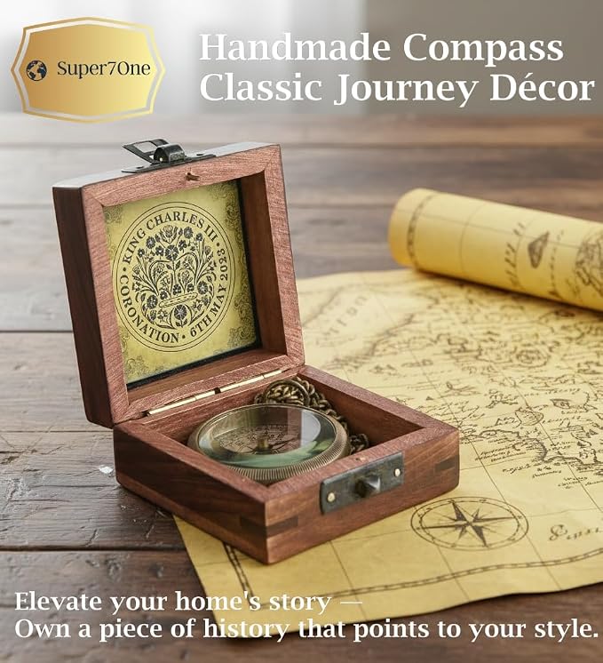 Handmade Antique Vintage Brass Compass | Exquisite Nautical Compass | Home - Image 5