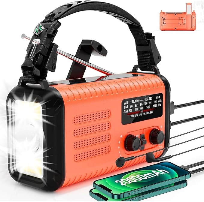 20000mAh Weather Radio NOAA/AM/FM, Emergency Radio Hand Crank Solar Flashlight by Rckskaya