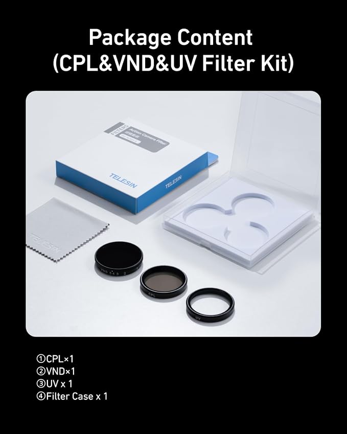TELESIN Filters Set for DJI Osmo Action 5 Pro / 4/3, VND 2-32 Variable ND Filter - Image 9