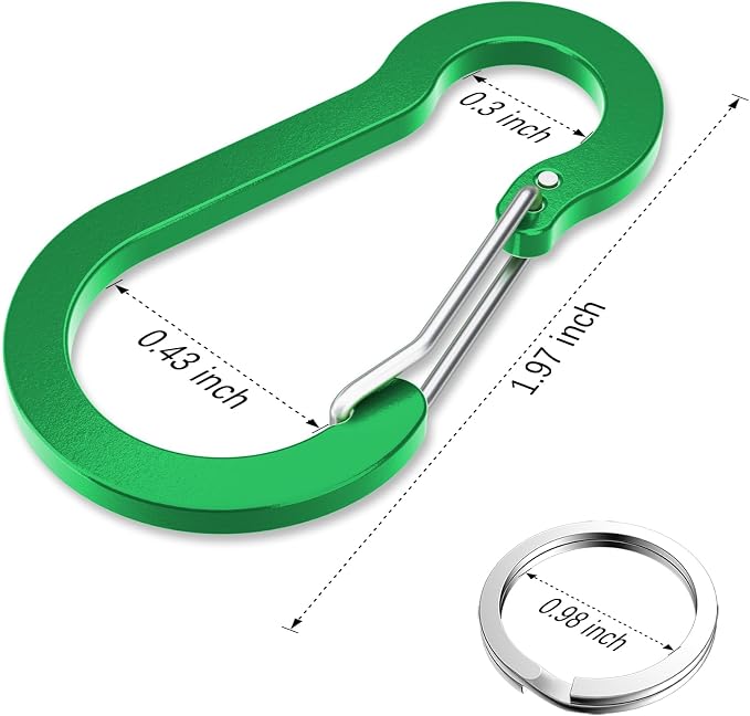 sprookber 2" Small Carabiner Clip, D Ring Caribeener, Spring Snap Hook - Image 2