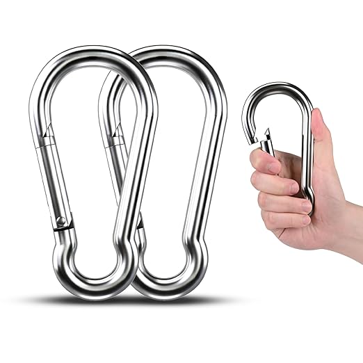 Large Carabiner Clip Hooks, 304 Stainless Steel Spring Snap Hook Fits Camping by KINLINK