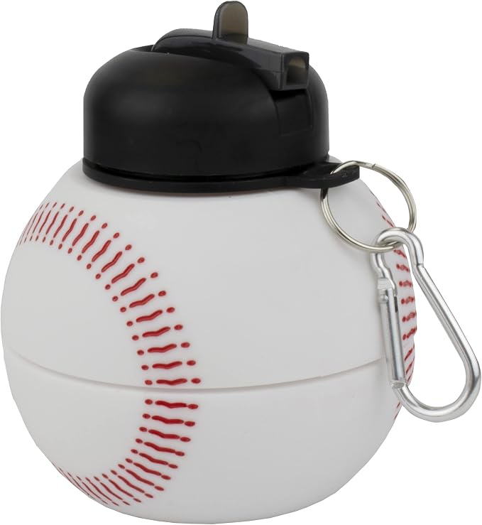 Maccabi Art Clip-On Collapsible 1 Liter, 34 oz. size BPA-Free Silicone Baseball - Image 3
