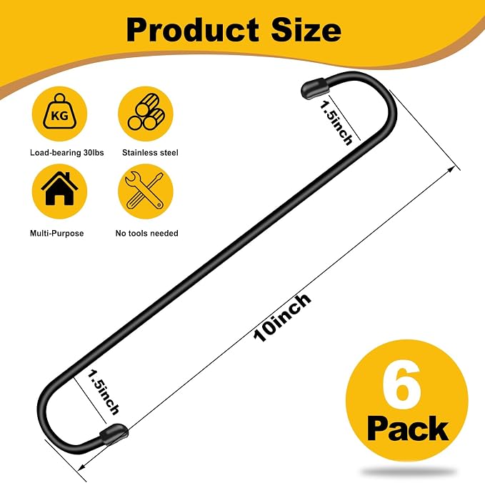 Dpyrrhic 6 Pack 10 Inch Large S Hooks - Image 2