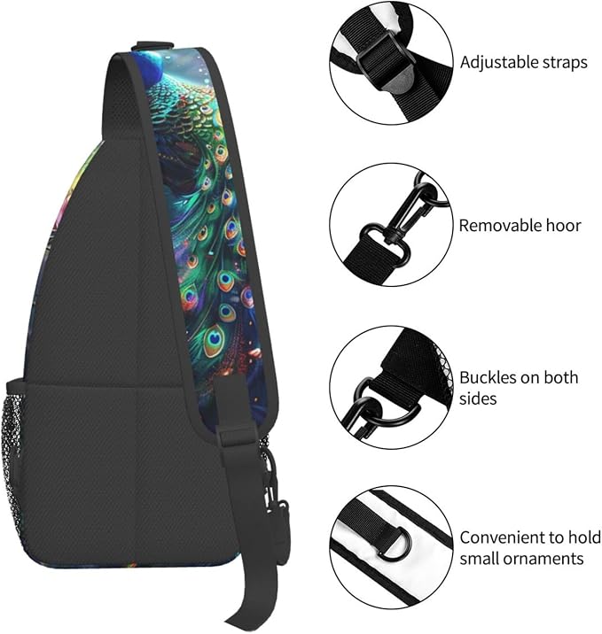 Peacock Sling Bag For Women Men Fashion Backpack Crossbody Beautiful Peacock - Image 5