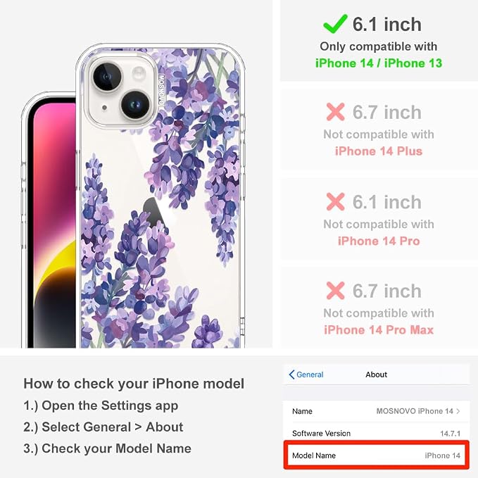 MOSNOVO for iPhone 13/14 Case | Military Grade 6.6ft Drop Tested | Clear - Image 2