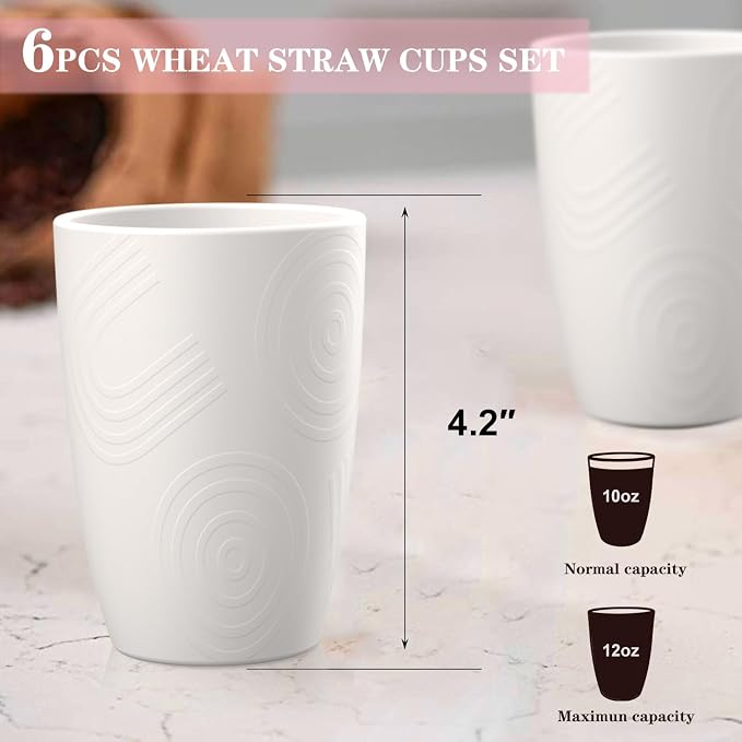 Homienly Kitchen Cups 12 OZ Wheat Straw Drinking Glasses–Unbreakable, - Image 2