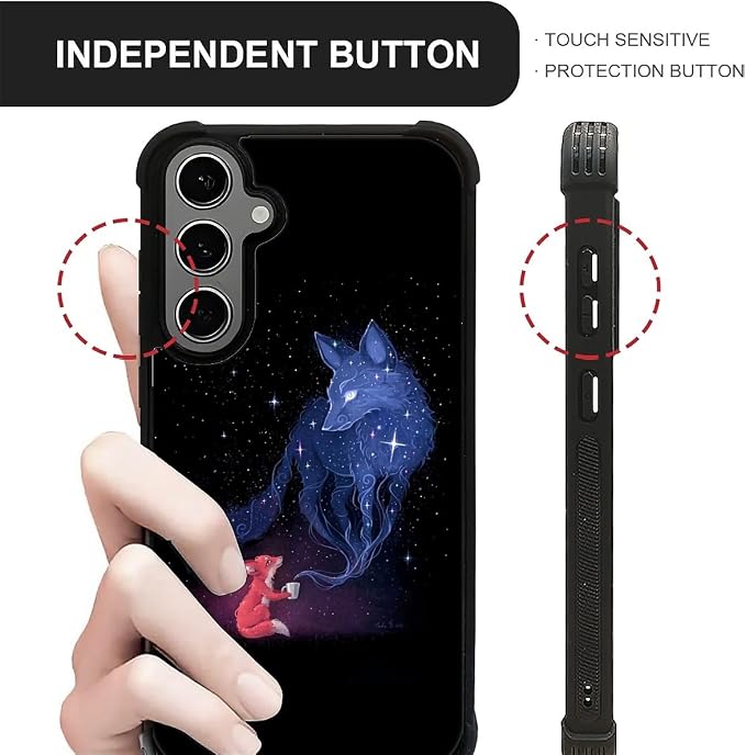 for Samsung Galaxy S24 S25 Plus Case, Galaxy Fox Wolf Pattern Graphic Design - Image 6