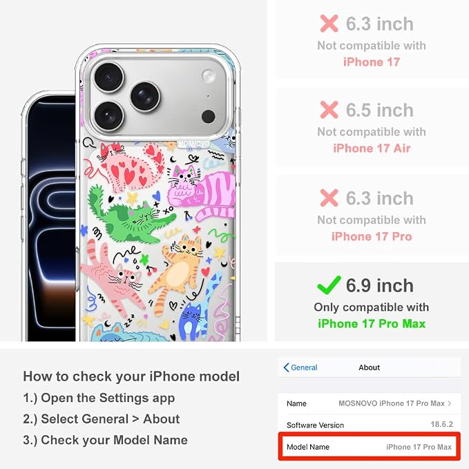 MOSNOVO for iPhone 17 Pro Max Case, Shockproof Military-Grade Protection 6.6ft - Image 2