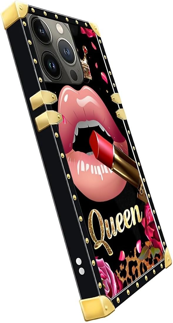 Compatible with iPhone 13 Pro Case, Glitter Red Rose Queen Leopard Lipstick - Image 4