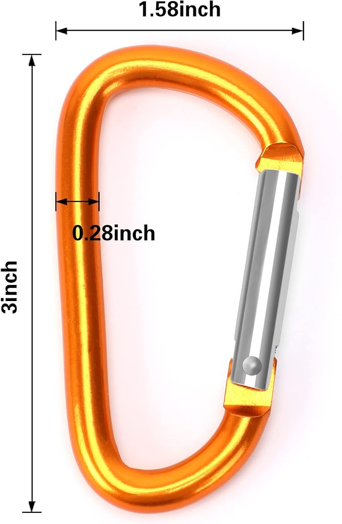 Carabiner Clips, Upins Aluminum Locking Spring Hook Keychain D Shape Heavy Duty - Image 2