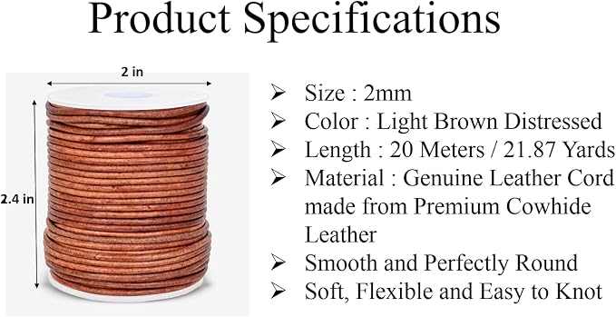 GENIQUE Real/Genuine Round Leather String Cord - Image 3