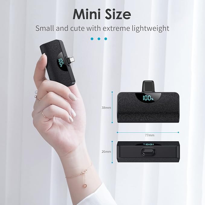 Mini Portable Charger USB C Power Bank, Upgraded 5200mAh PD Fast Charging - Image 2