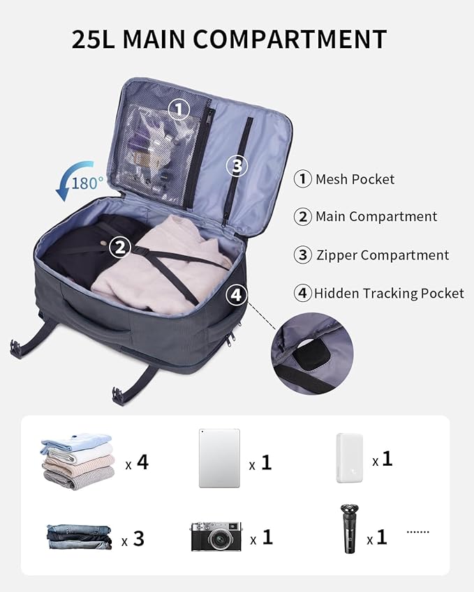 ECOHUB 17" Small Travel Backpack, United Airlines Personal Item Bag 17x10x9 - Image 3