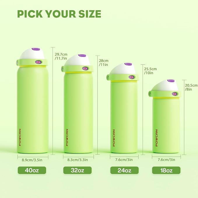 POWCAN 18 oz Insulated Water Bottle: 2-in-1 Push-Button Spout & Quick-Flip Straw - Image 8