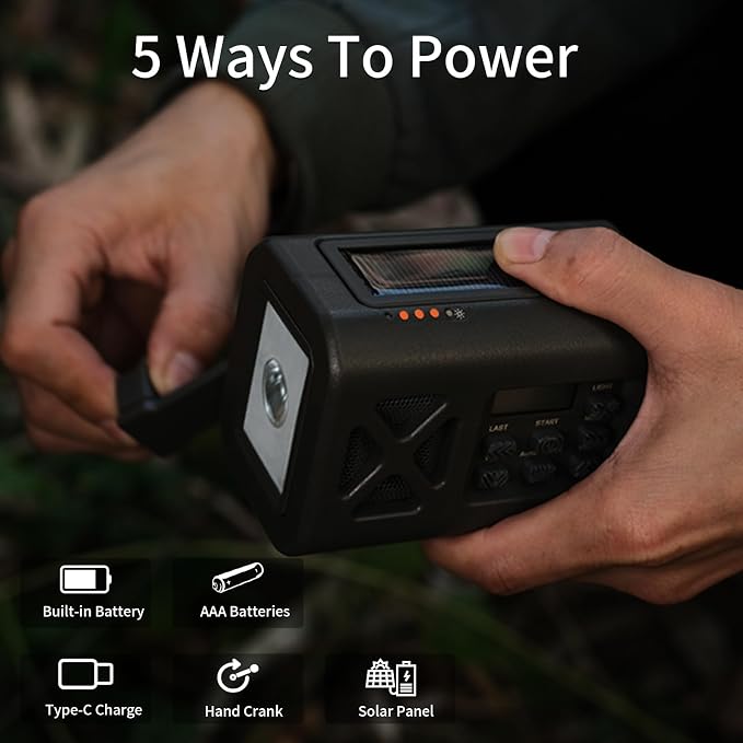 【2025 Newest】 Emergency Crank Weather Radio, NOAA/AM/FM Portable Solar Radio - Image 2