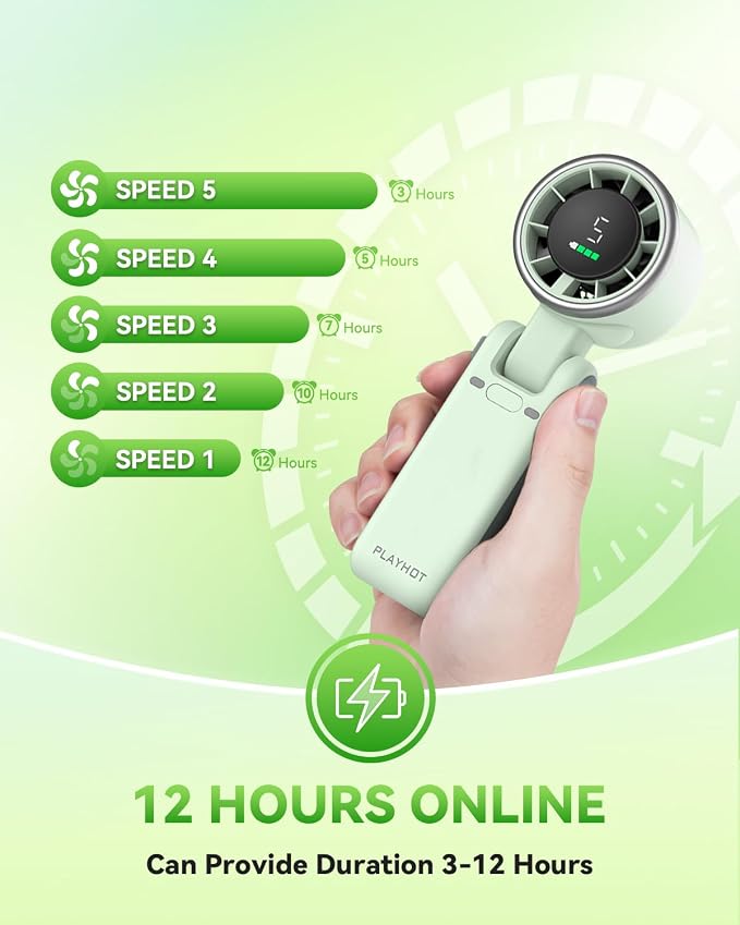 PlayHot Portable Handheld Turbo Fan, 5 Gear Wind, Battery Operated, 3 IN 1 Hand - Image 4