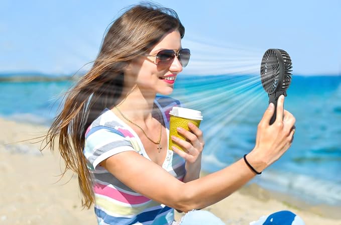 HandFan 5200mAh Portable Fan Handheld, 6 Speeds Hand Held Fan 180° Foldable - Image 3