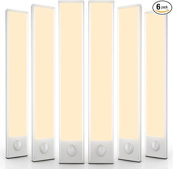 6 Pack Under Cabinet Lighting Wireless, 68 LED Rechargeable Battery Motion by BuyNow