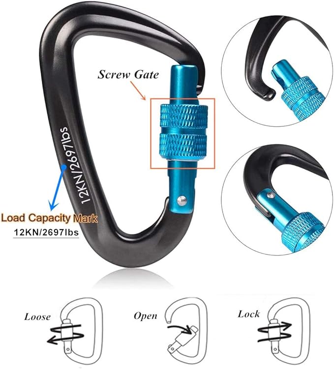 STURME 12kN Heavy Duty Locking Carabiner Clips - Image 3