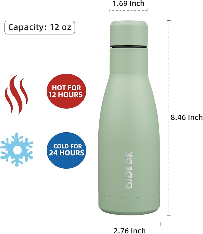 BJPKPK 12oz Water Bottles Stainless Steel Double Wall Vacuum Insulated Small - Image 2