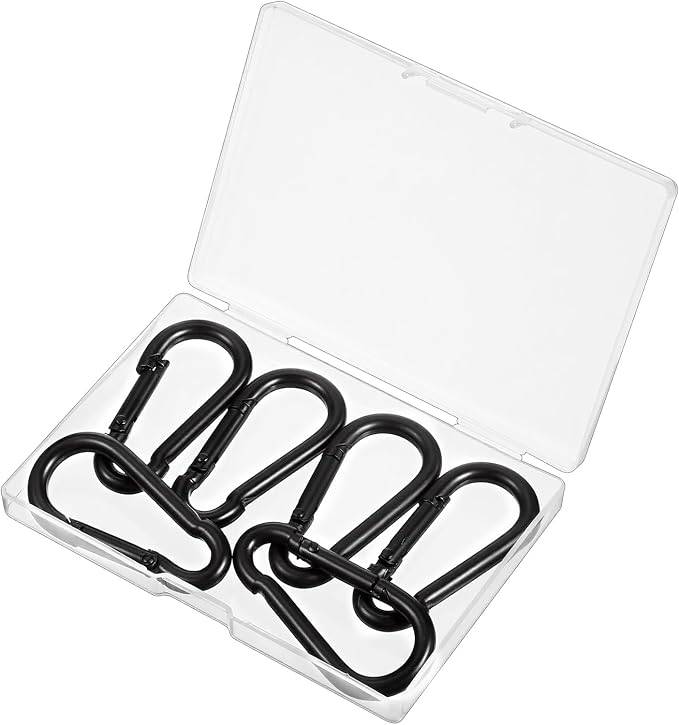 6 Pack Black Carabiner Clip, 2.36 Inch Heavy Duty Carabiner Clip Spring Snap - Image 2