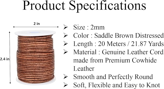 GENIQUE Real/Genuine Round Leather String Cord - Image 3
