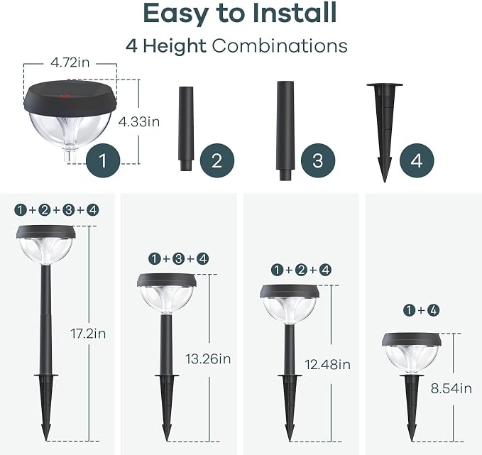 Linkind Solar Pathway Lights 8 Pack, Solar Lights Outdoor Warm White Waterproof - Image 5