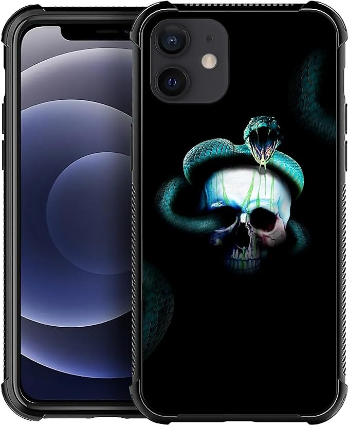 for iPhone 11 Case, Skeleton Winding Snake Pattern Graphic Design Girl Boy Soft by FKBRCL4U