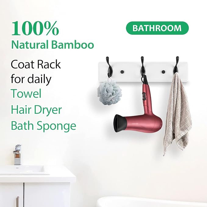 Badiano Wooden Coat Rack, Wall-Mounted Organizer - Image 9