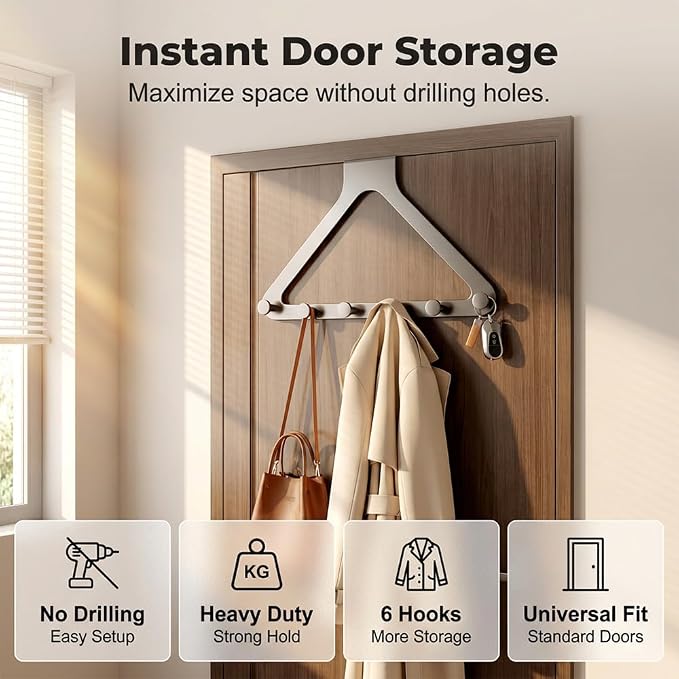 Over-The-Door Hanger Organizer, 2026 New Modern Over The Door Hanger Rack - Image 4