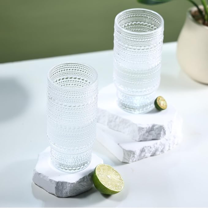 Large Capacity 16 oz Hobnail Drinking Glasses Set of 6, Vintage Glassware - Image 9